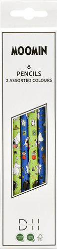 Wooden Pencils HB,Green and purple assortment Moomin 6 pcs/pack