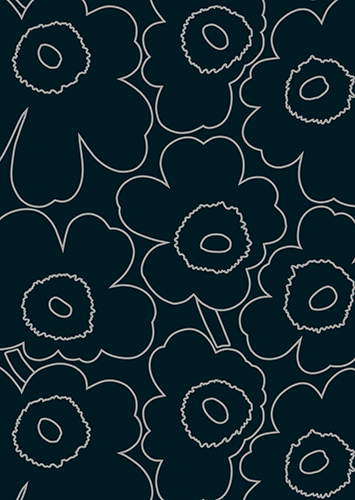 1-os Marimekko Unikko piirto musta-hopea