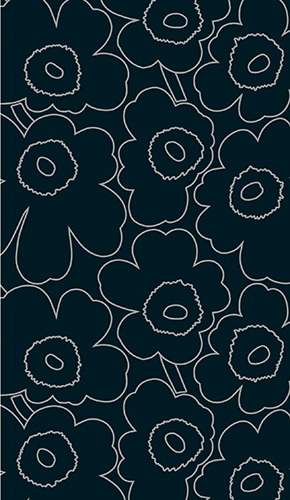 2-os Marimekko Unikko piirto musta-hopea