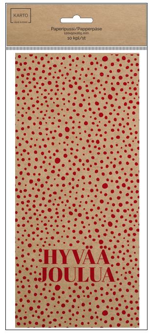 Lahjapussi joulu 10 kpl G pilkut 12x5x26,5 cm