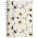[15056] Muistikirja A5 kierre Marimekko Unikko harmaamusta