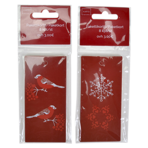 Pakettikortti joulu 8 kpl Palin punainen lajitelma tekstitön