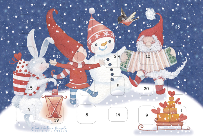 Joulukorttikalenteri Katri Kuusela A6