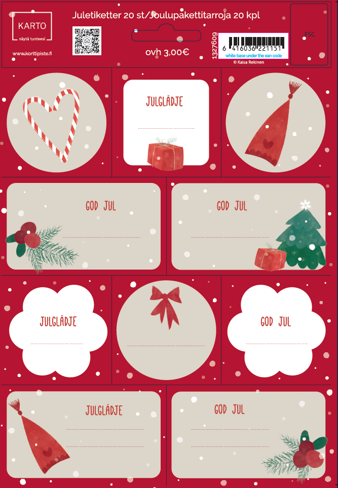 Pakettitarra R joulu 2 arkkia Rekinen