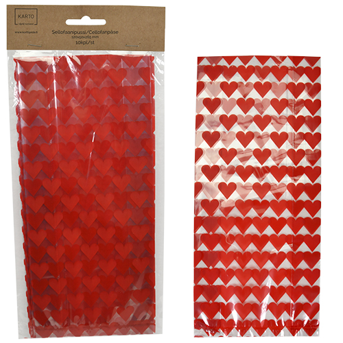 Sellofaanipussi joulu 10 kpl E sydämet