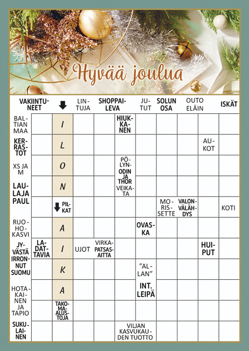 1-os joulu ristikkokortti