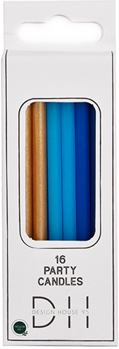 Cake candle light blue/gold 16pcs