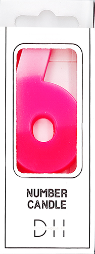 Numerokynttilä 6 pinkki