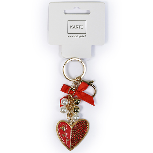Avaimenperä sydän ruusu punainen