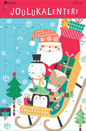 Joulukalenteri 24x38 cm Hallmark pukki ja reki