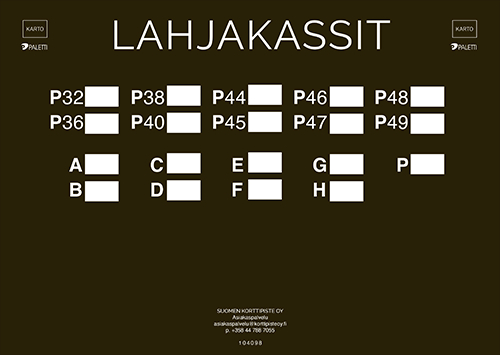 Hyrräopaste lahjakassit P32-P49 A-H P blanco FI