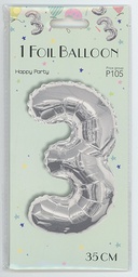 [00336923640009] Ilmapallo foili numero 3 1 kpl