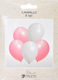 [57469] Ilmapallo pinkki/valkoinen 8 kpl 
