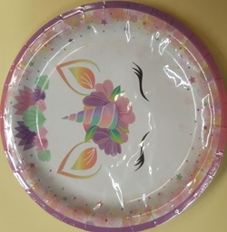 [00337026579000] Kartonkilautanen 23cm yksisarvinen 8 kpl